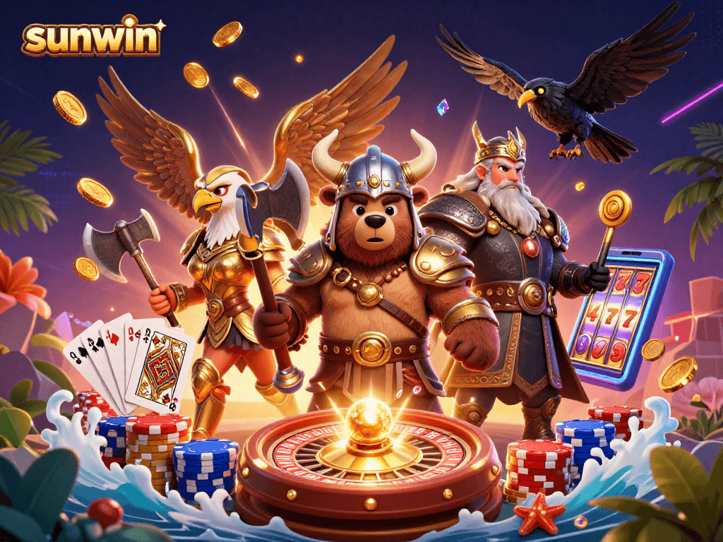 Engage with sunwin's thrilling Viking-themed casino adventure featuring bear, eagle, and Odin's ravens.