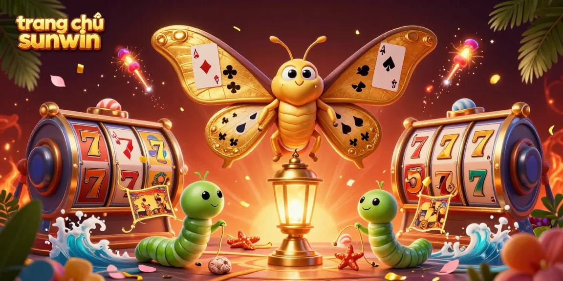 Engage with the vibrant scene of trang chủ sunwin, showcasing dynamic slots and festive elements in 3D art.