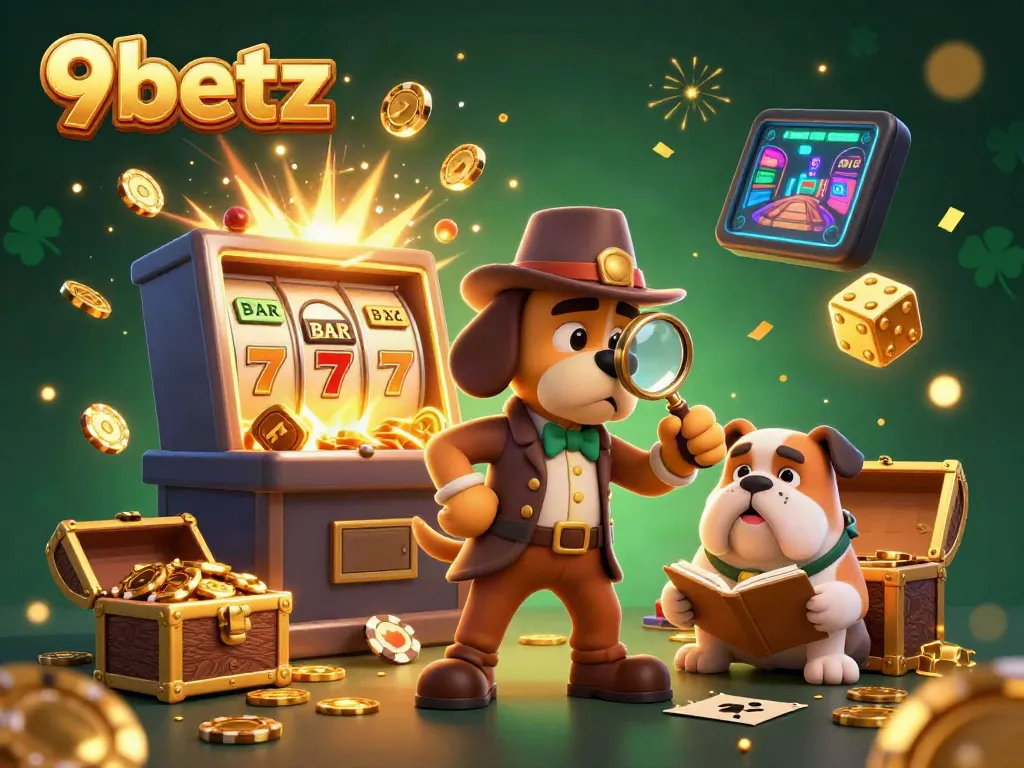 Engage in thrilling gameplay at 9betz with a detective progress scene illustrating luck and strategy in gambling.