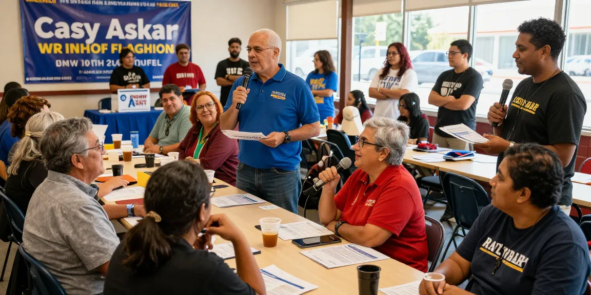 Community engagement with Casey Askar during a political campaign event interacts with voters.