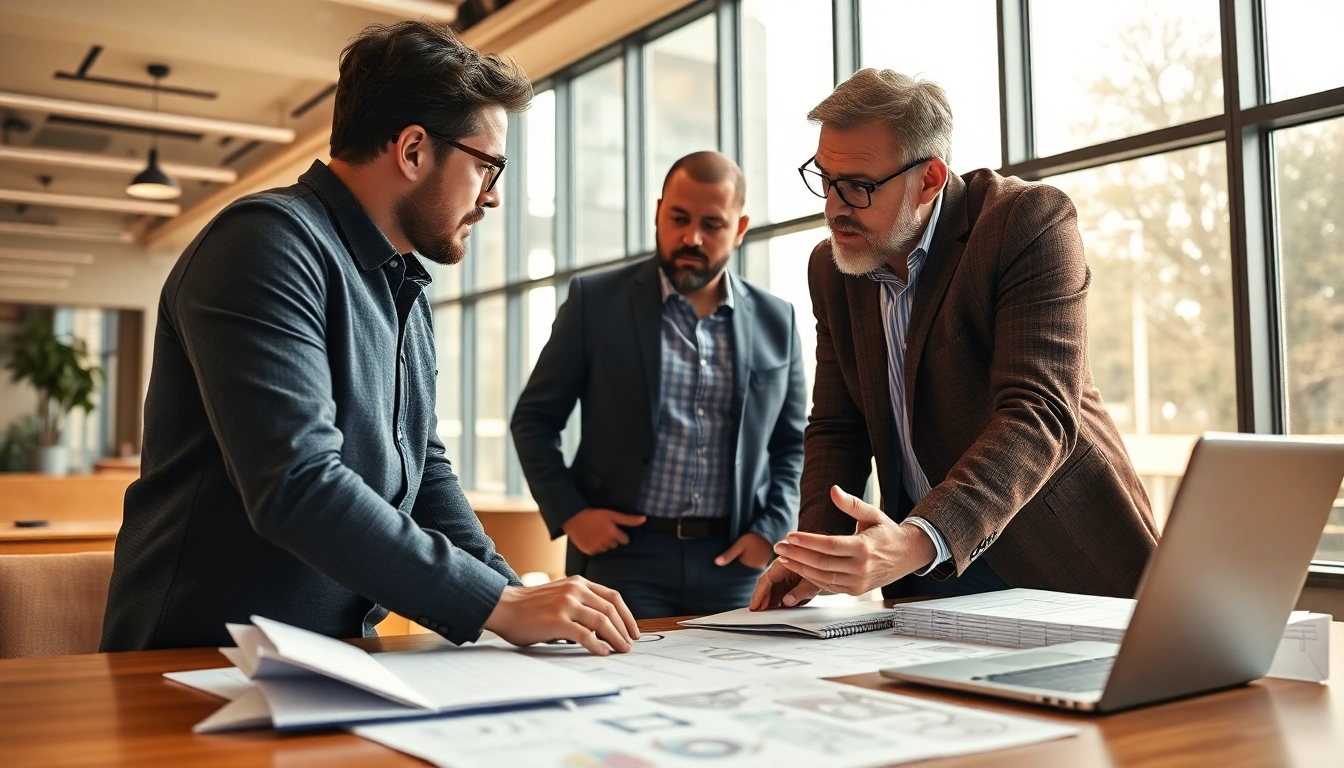 Headhunter Ingenieure in einem professionellen Gespräch mit einem Ingenieur in einem modernen Büro.