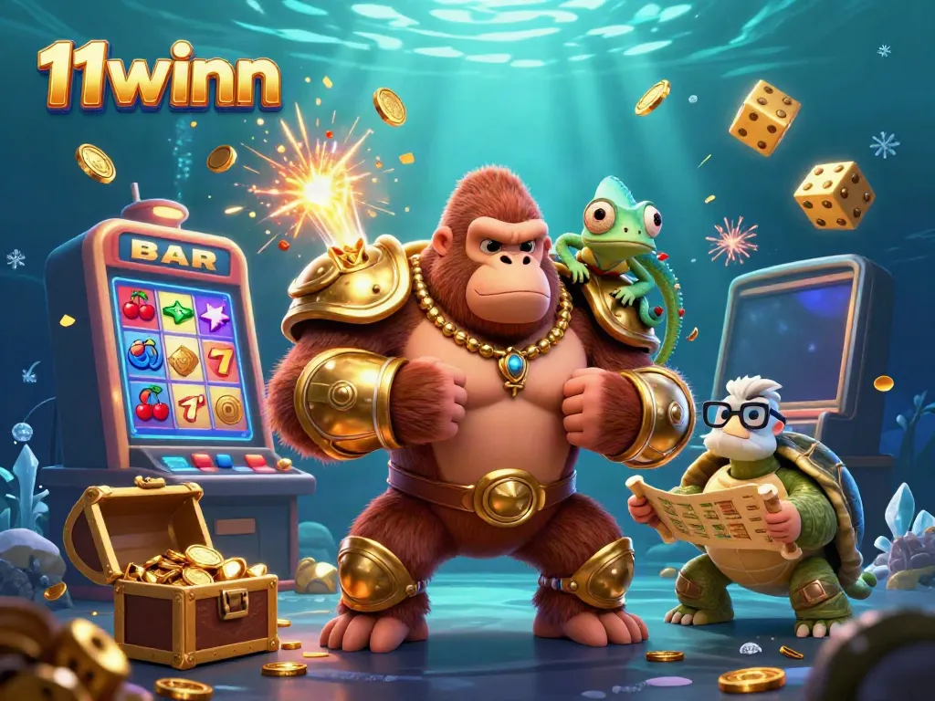 Experience thrilling wins with 11winn in a vibrant 3D casino scene filled with golden opportunities.