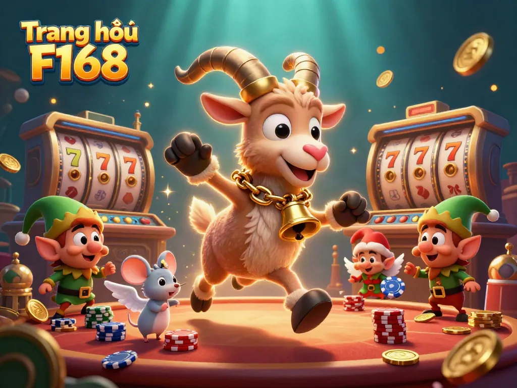 Engage in thrilling gameplay at Trang chủ F168 with a vibrant cartoon scene of a festive casino atmosphere.
