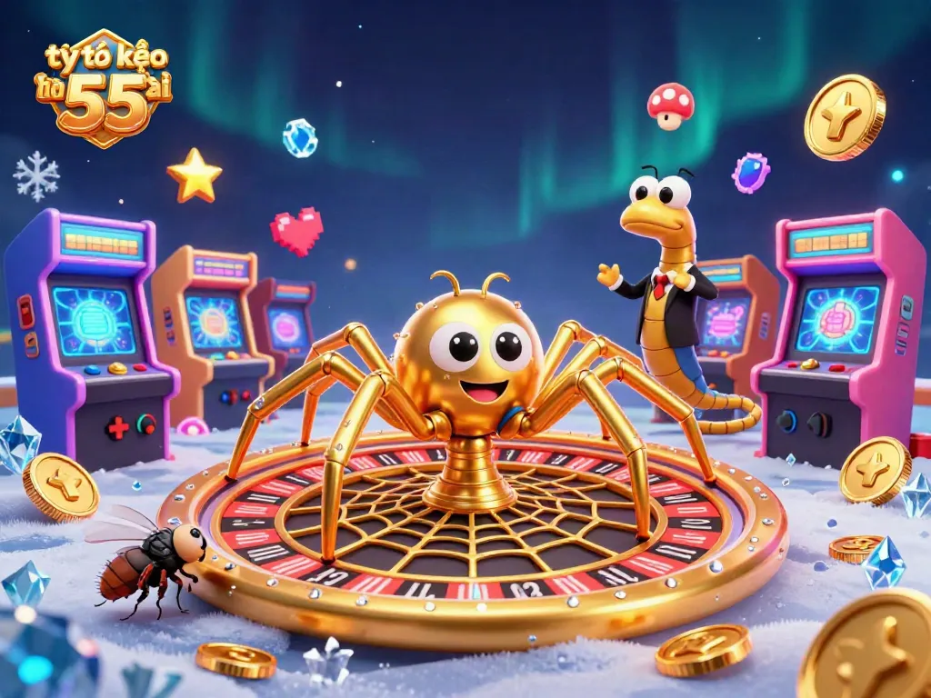 Engage in tỷ lệ kèo nhà cái 55 with a captivating gaming scene showcasing spider and centipede in action.