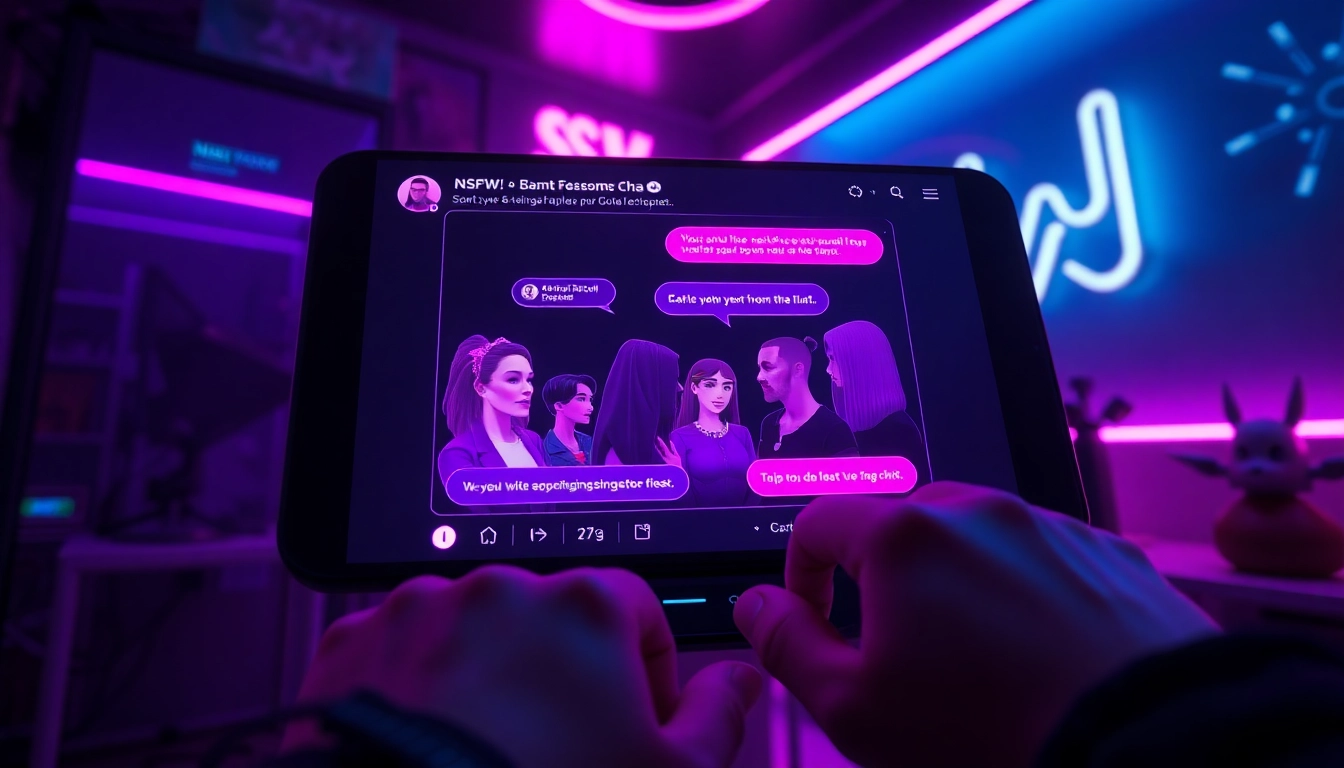 Engaging NSFW chat screen featuring diverse AI characters in a vibrant interface.