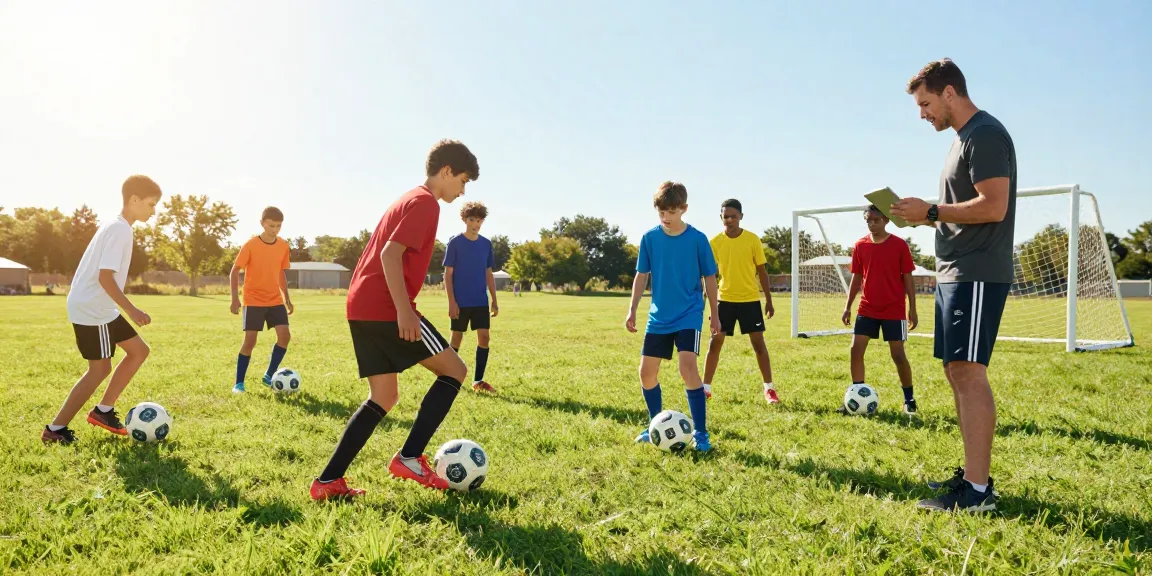 Das Bild zeigt junge Spieler beim Fußballbedarf kaufen und Training mit hochwertigen Fußbällen.