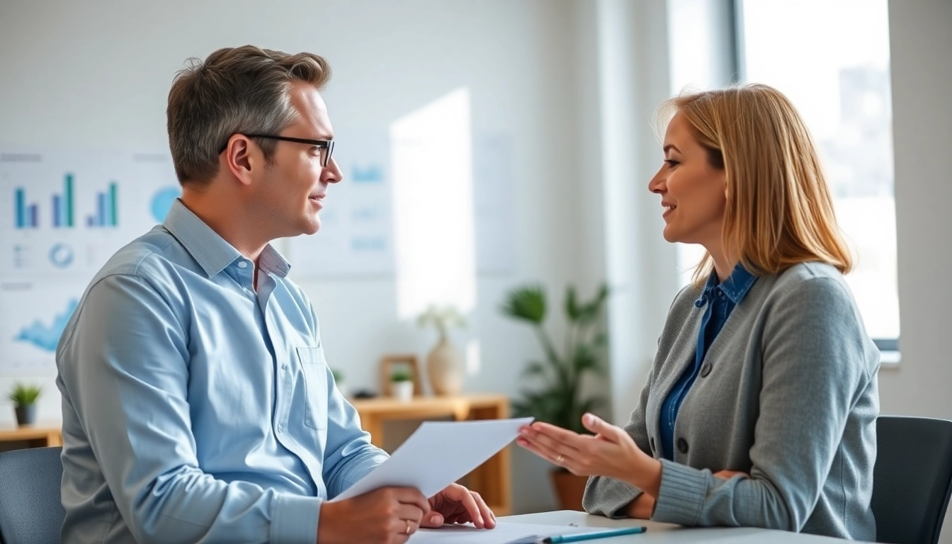 Beratung zur Lösung von Finanzamt Schulden in einem professionellen Büroraum.