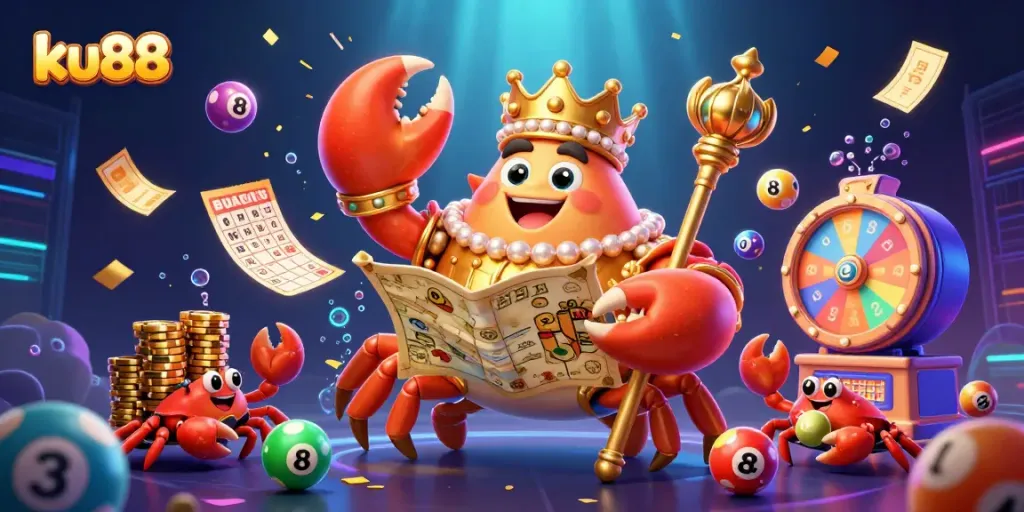 Engage in vibrant gameplay with ku88's casino scene featuring themed characters and dynamic gaming elements.