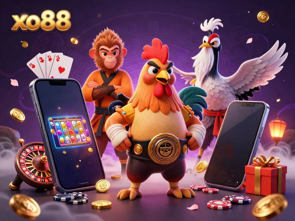 Experience the vibrant world of xo88 with intense characters amidst dynamic gambling action.