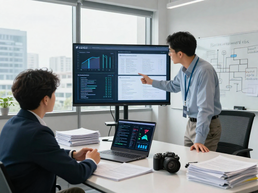 Daten- und IT-Sicherheit Dienstleistung with expert analysis and client consultation in a modern office.