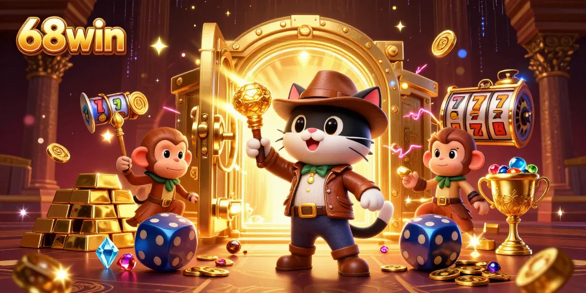 Experience thrilling gameplay at 68win with a vibrant casino adventure illustration.