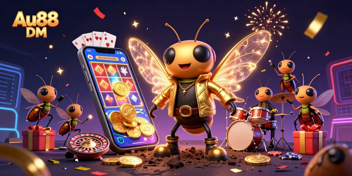 Experience thrilling gameplay at Au88 DM with a rock star theme and vibrant casino elements.