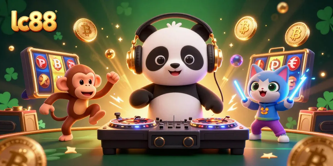 Experience the dynamic excitement of lc88 with a vibrant rave scene featuring gambling themes and lively characters.
