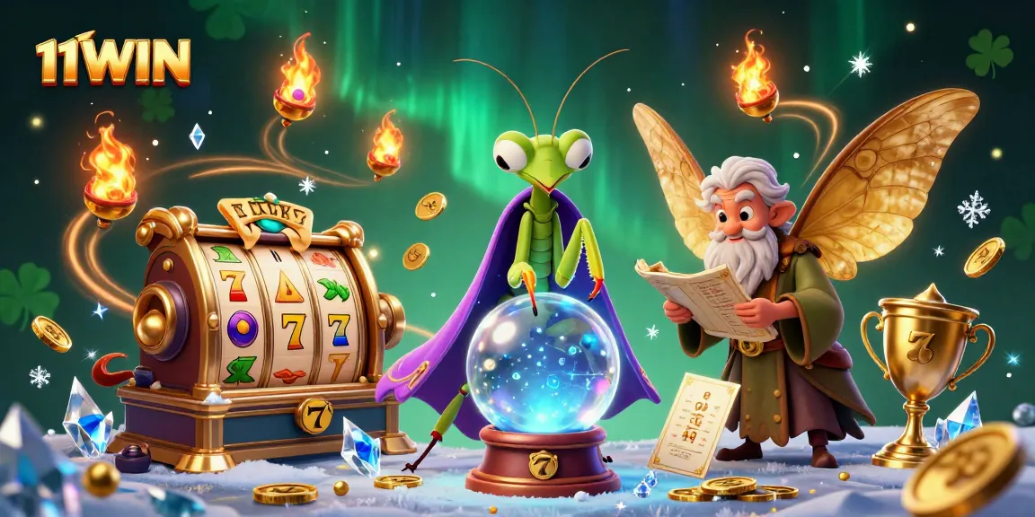Engage in thrilling casino gameplay with 11WIN's vibrant slot reels and enchanting characters.