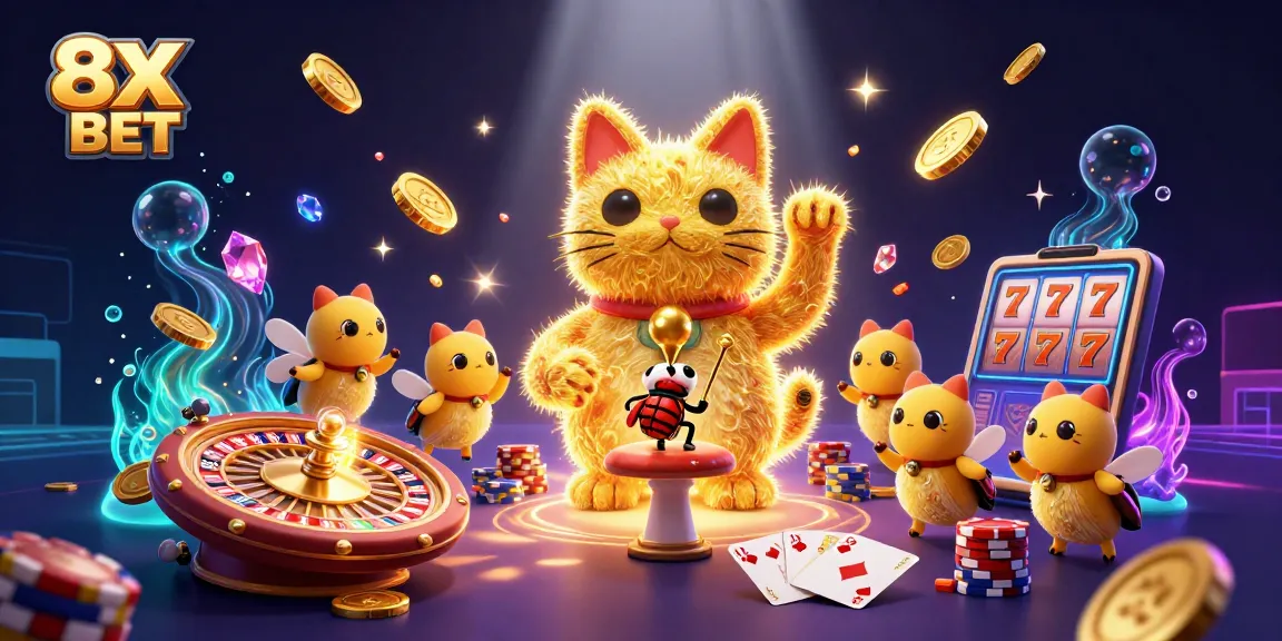 Experience thrilling gameplay with 8X BET's dynamic casino elements and lucky cat design.