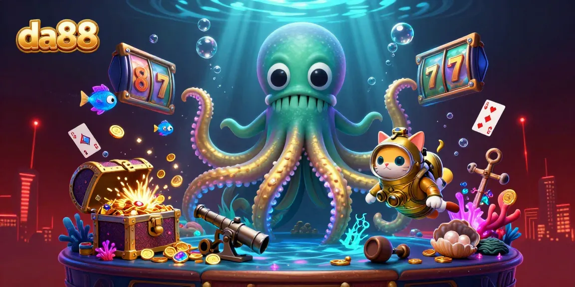 Engage with da88's thrilling slots as the kraken unveils treasures in an underwater casino adventure.
